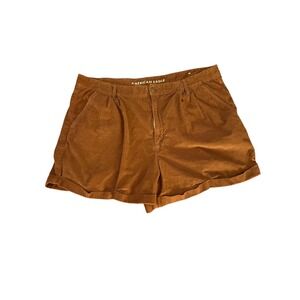 American Eagle Mom Shorts Brown Corduroy Pleated Cuffed High Rise Womens Size 20